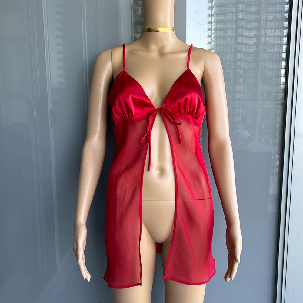 Versailles  Red Satin Slip Dress